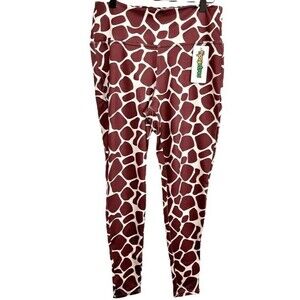 Tipsy Elves Womens Leggings Giraffe Animal Print Large Costume Cosplay